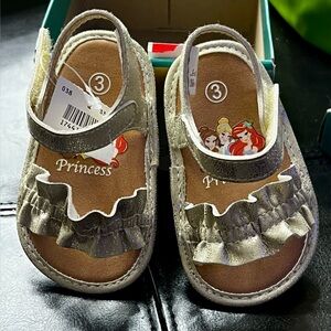 Disney Baby Princess Gold Sandals Walking Shoes NWB Size 3